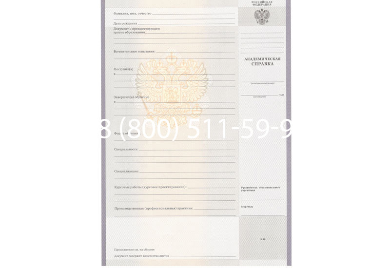 Купить Академическая справка образца 2010-2011 год для колледжа в Рубцовске